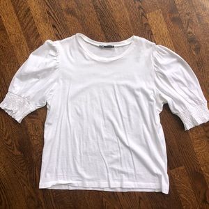 White bubble sleeve shirt